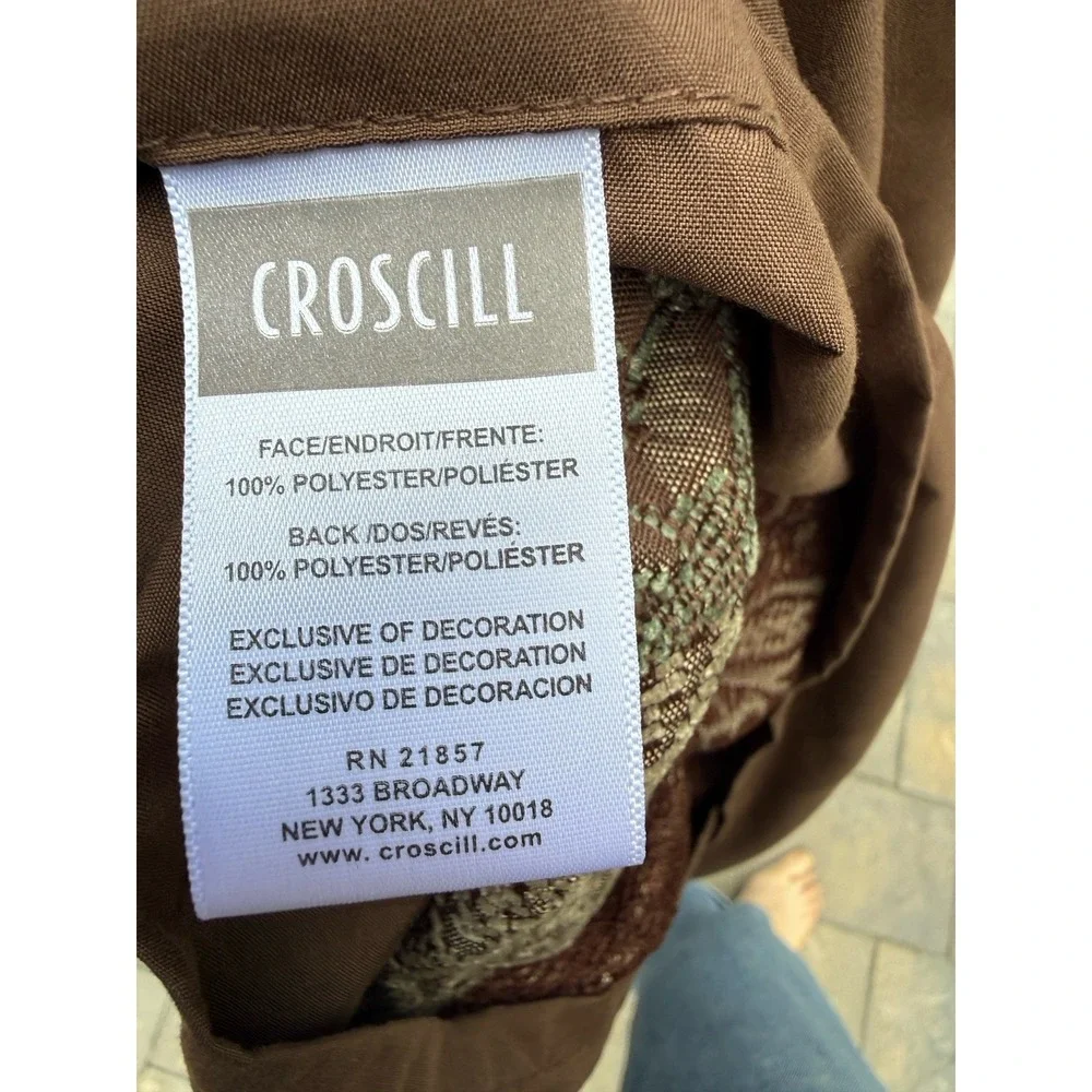 Croscill Galleria King Shams Pair Brown Green Gold Patchwork Paisley Jacquard